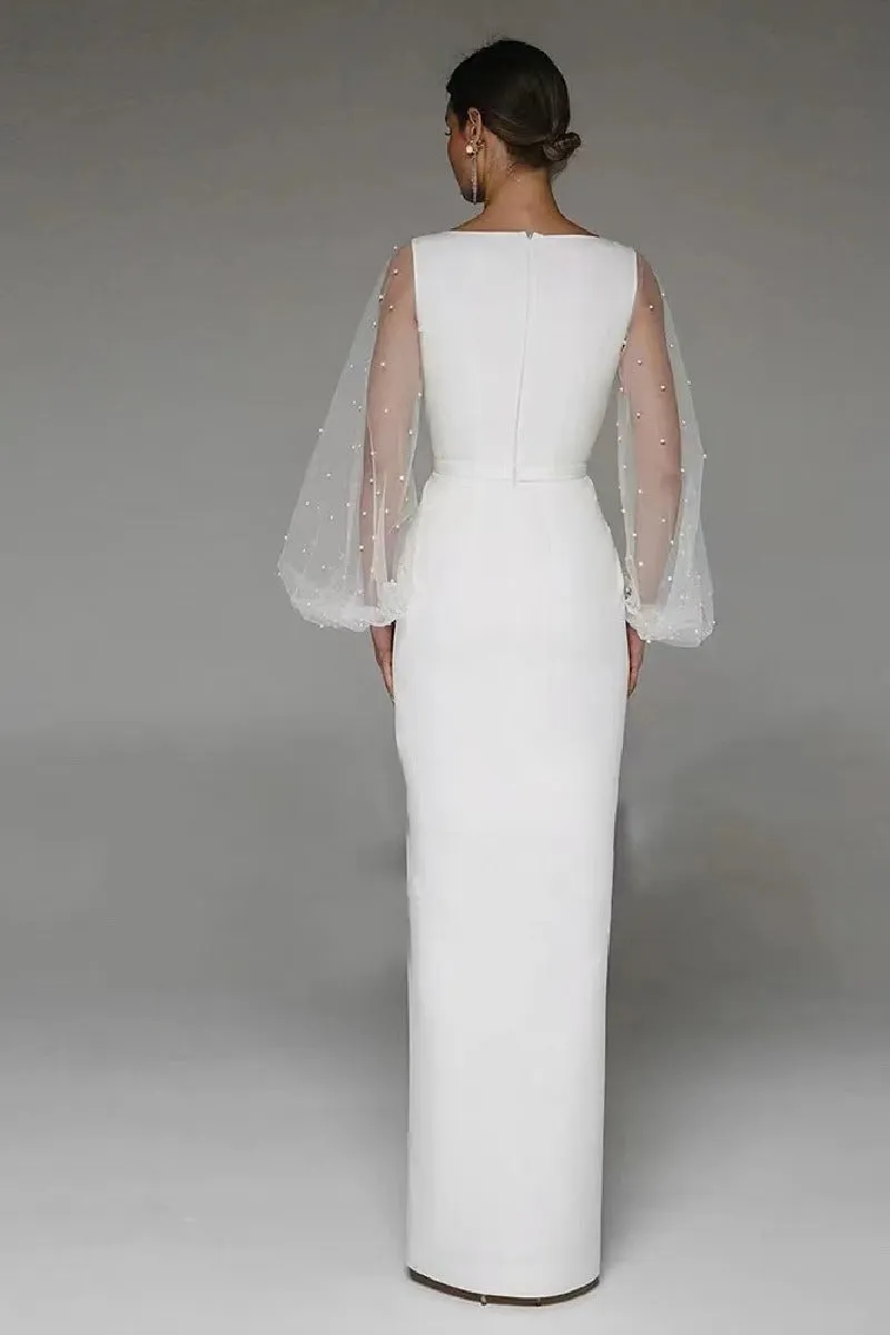 Sheath-Column Floor Length Elastic Cloth Wedding Dress 862654361502 sold by Cocomelody product image thumbnail 4