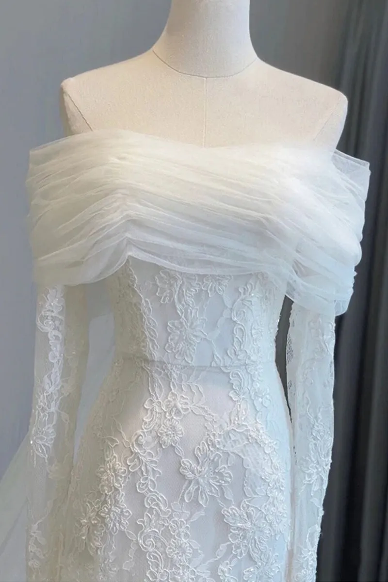 Trumpet-Mermaid Chapel Train Lace Tulle Wedding Dress 748137113988 sold by Cocomelody product image thumbnail 5