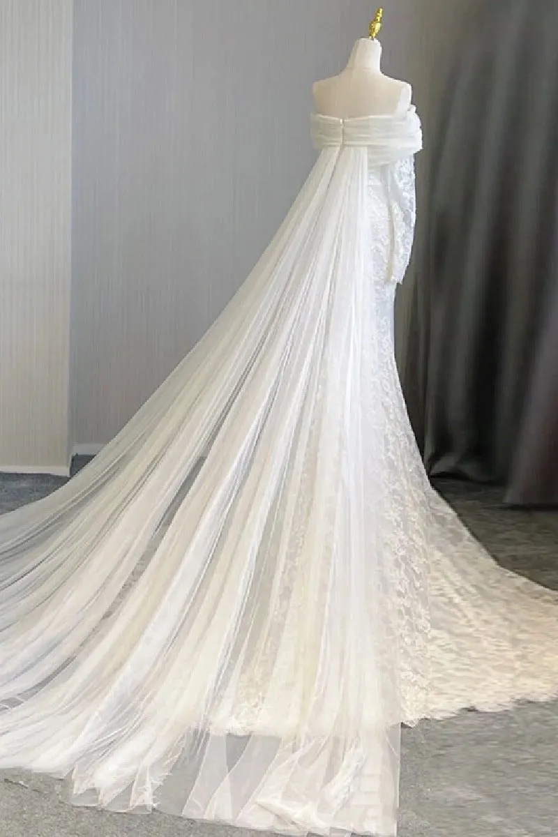 Trumpet-Mermaid Chapel Train Lace Tulle Wedding Dress 748137113988 sold by Cocomelody product image thumbnail 2