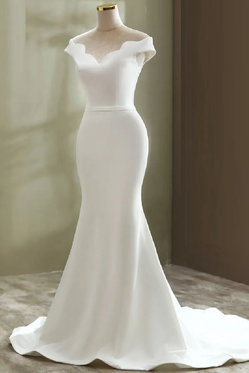 Trumpet-Mermaid Sweep-Brush Train Satin Wedding Dress 668249752543 sold by Cocomelody product image thumbnail 3
