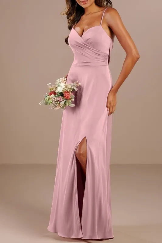 V-Neck Sleeveless Sheath Bridesmaid Dress with Split CB0811 sold by Cocomelody