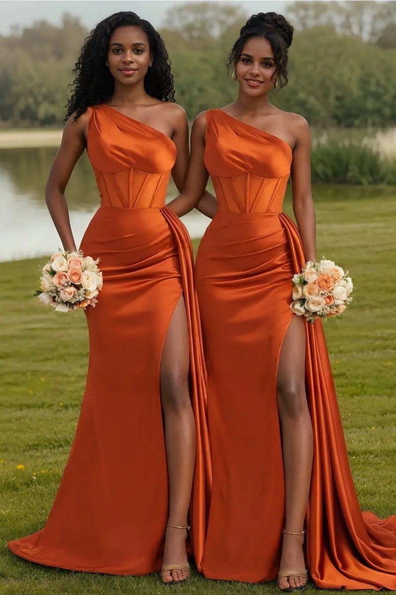 One-Shoulder Mermaid Bridesmaid Dress with Split CB0806 sold by Cocomelody