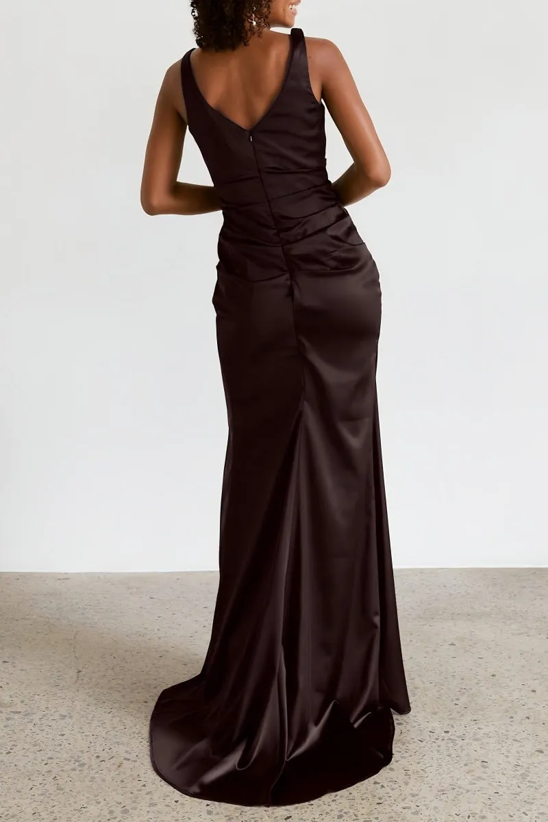 Sheath Bridesmaid Dress with V-Neck and High Split CB0796 sold by Cocomelody product image thumbnail 2