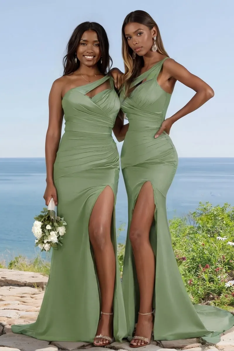 Trumpet Bridesmaid Dress with Split and Sweep Train CB0793 sold by Cocomelody