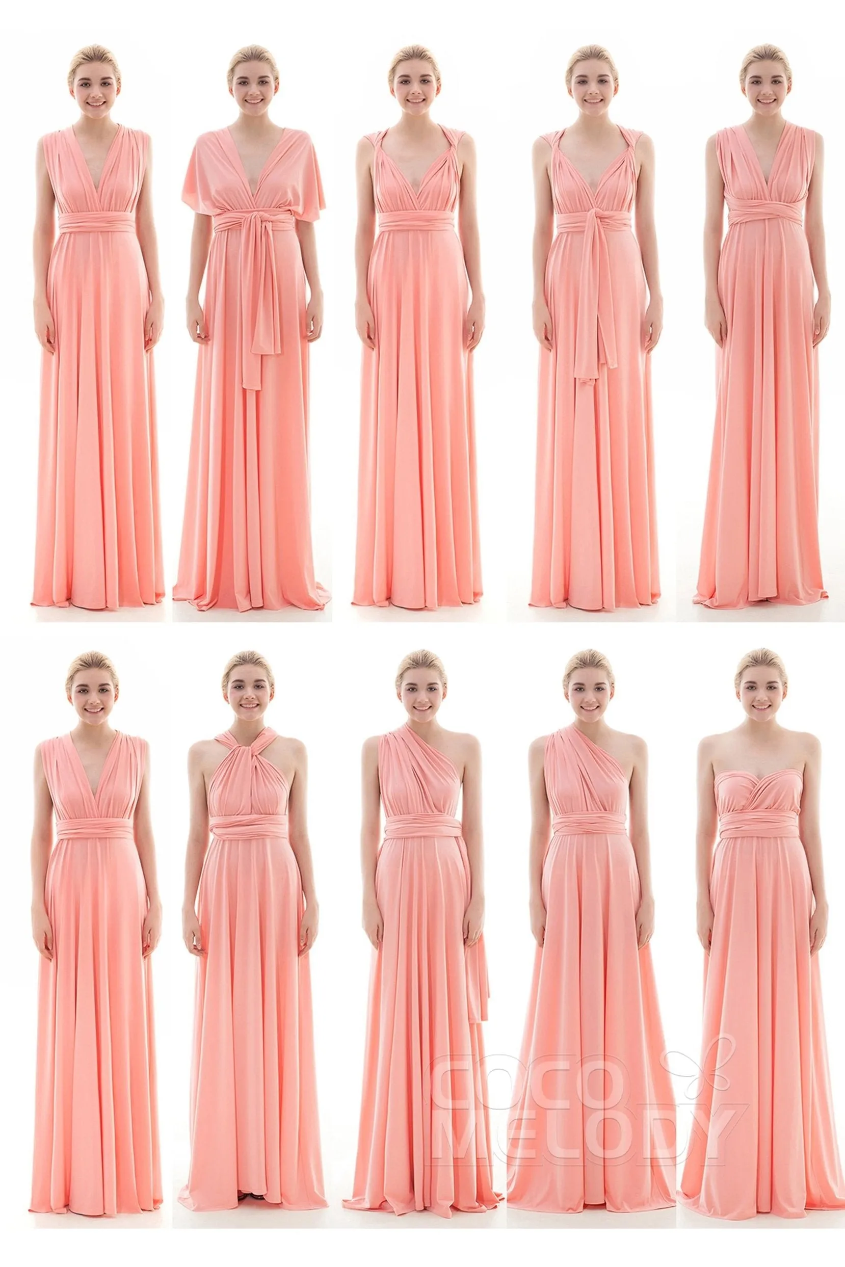 Sheath Floor Length Knitted Bridesmaid Dress COEF16001PS sold by Cocomelody product image thumbnail 2