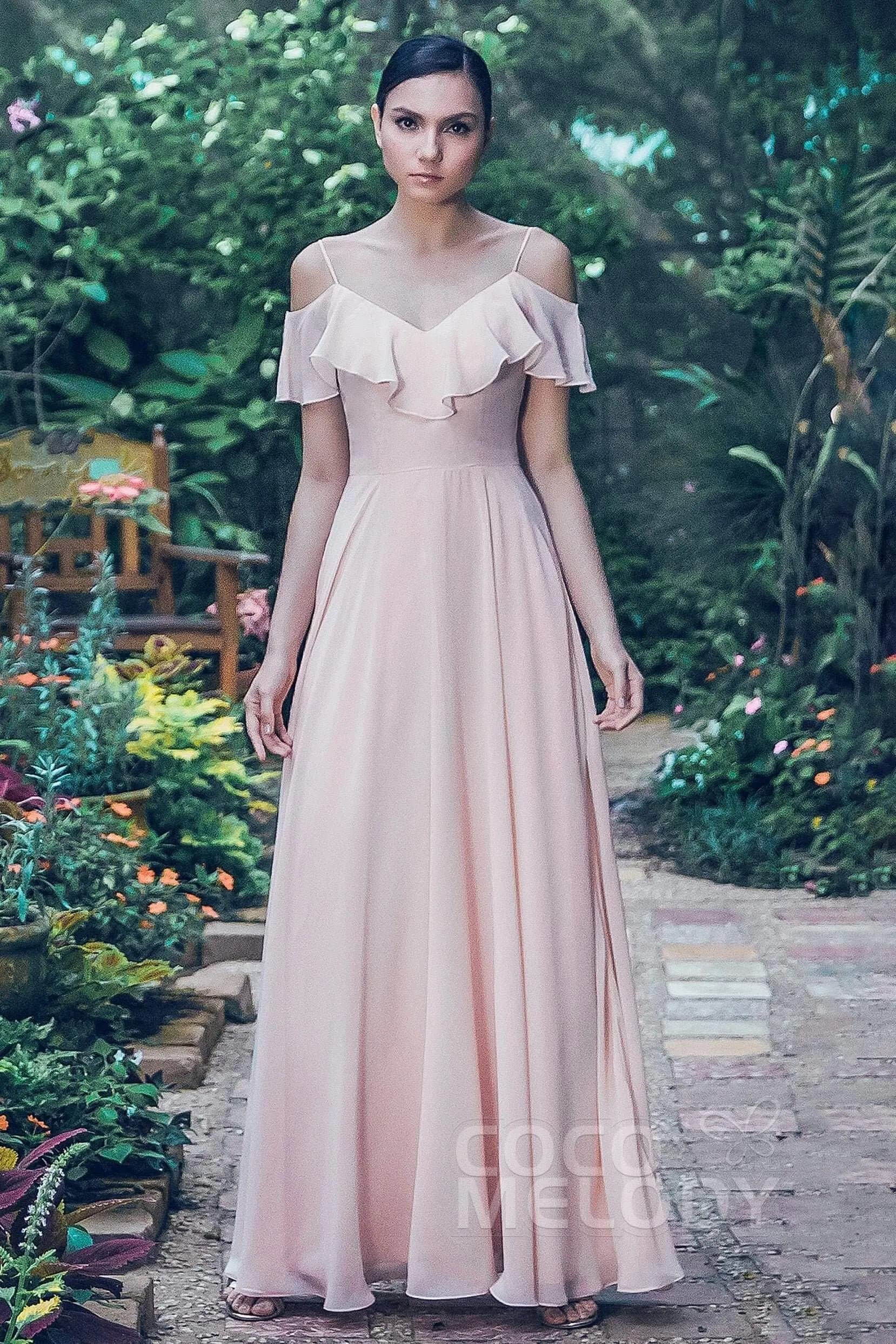 Sheath-Column Floor Length Chiffon Bridesmaid Dress PR3570PS sold by Cocomelody product image thumbnail 3