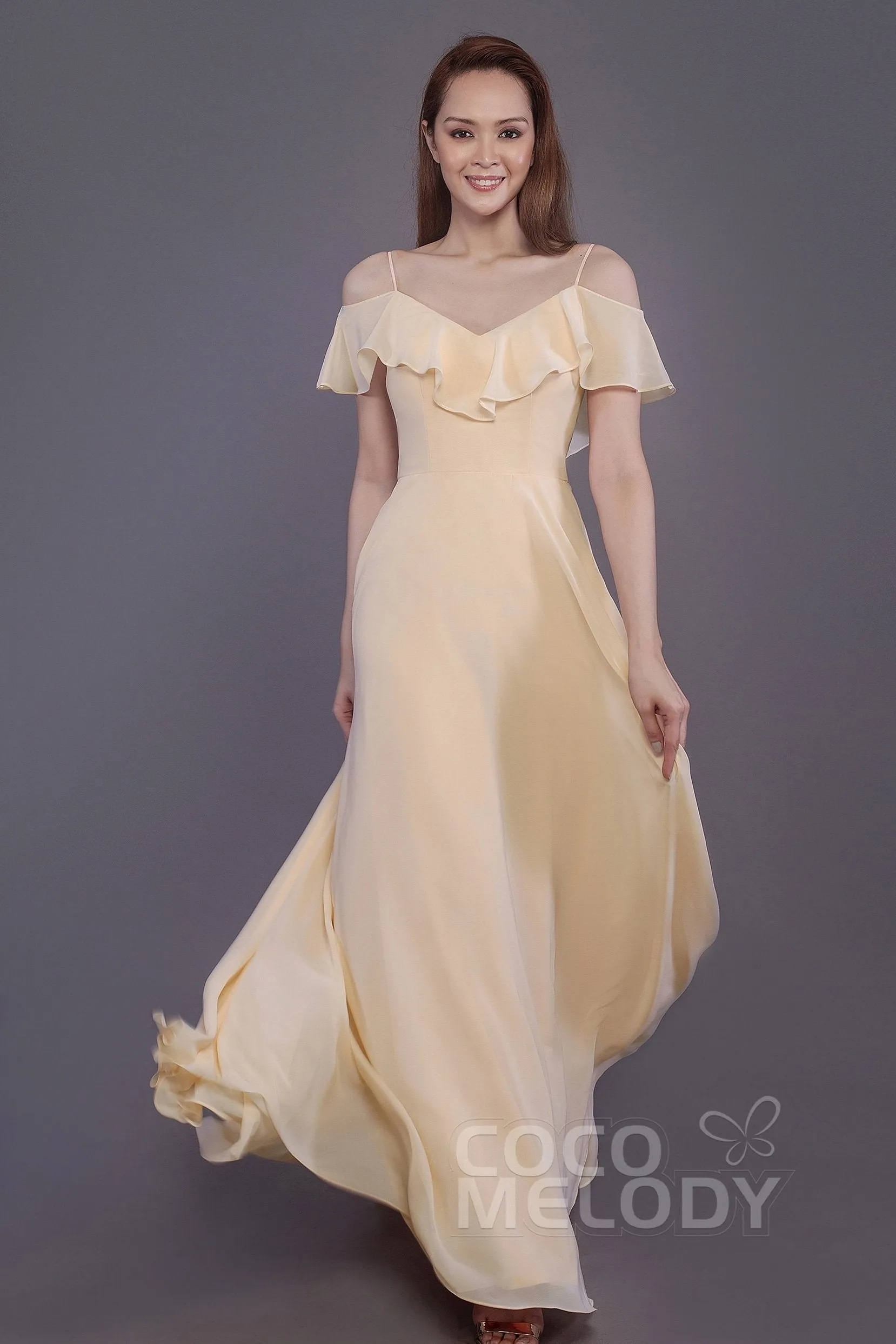 Sheath-Column Floor Length Chiffon Bridesmaid Dress PR3570PS sold by Cocomelody product image thumbnail 4