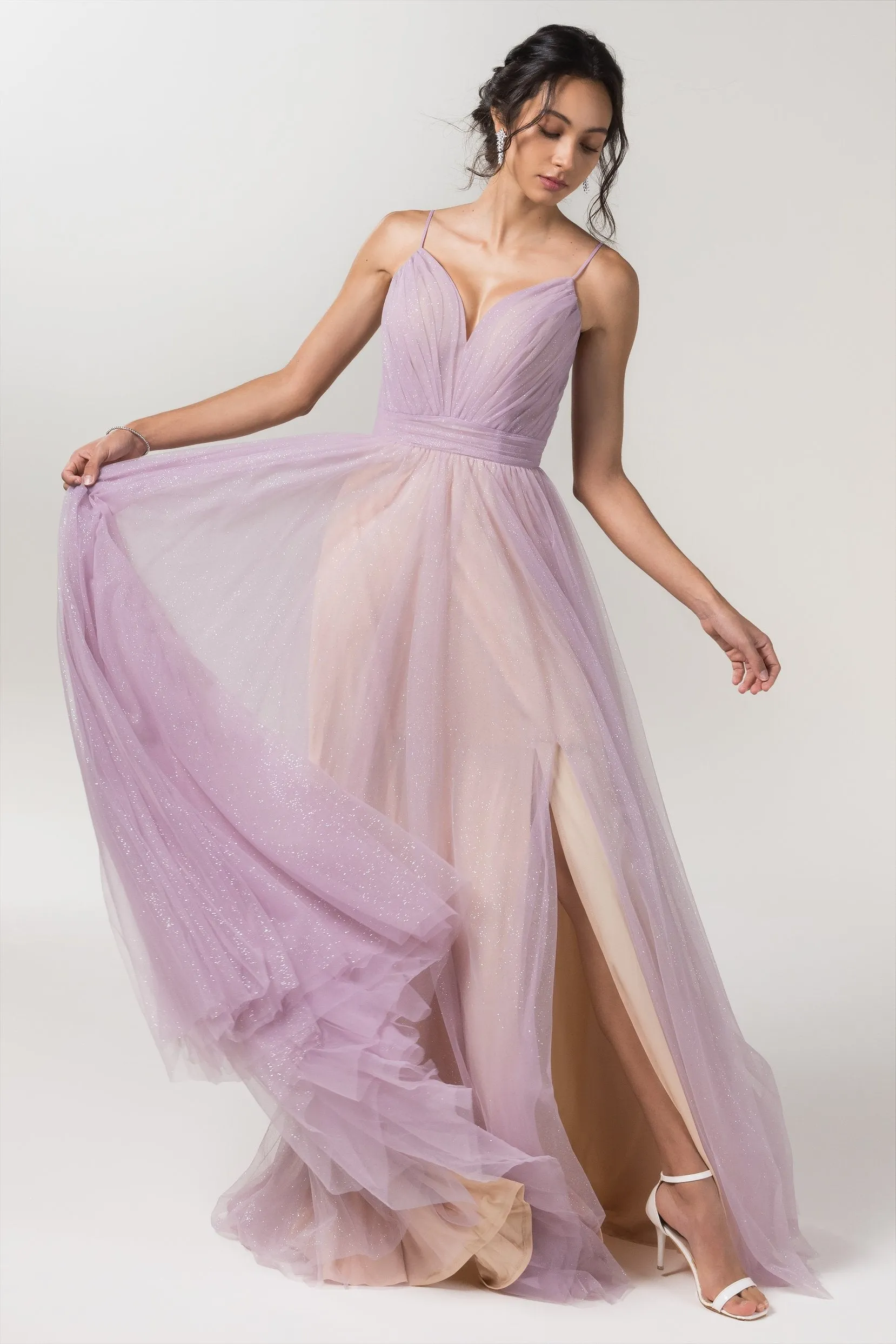 A-Line Floor Length Sparkling Tulle Bridesmaid Dress Formal Dresses CB0621PS sold by Cocomelody product image thumbnail 4