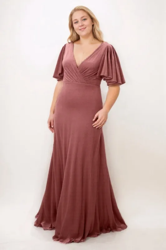 A-Line Floor Length Velvet Bridesmaid Dress Formal Dresses CB0367PS sold by Cocomelody