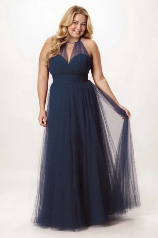 A-Line Floor Length Tulle Bridesmaid Dress CB0334PS sold by Cocomelody