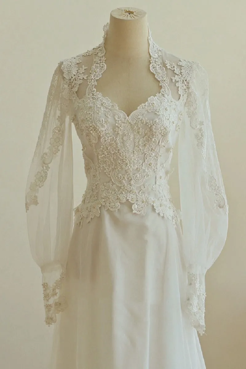 A-Line Sweep-Brush Train Organza Wedding Dress 751725158873 sold by Cocomelody product image thumbnail 3