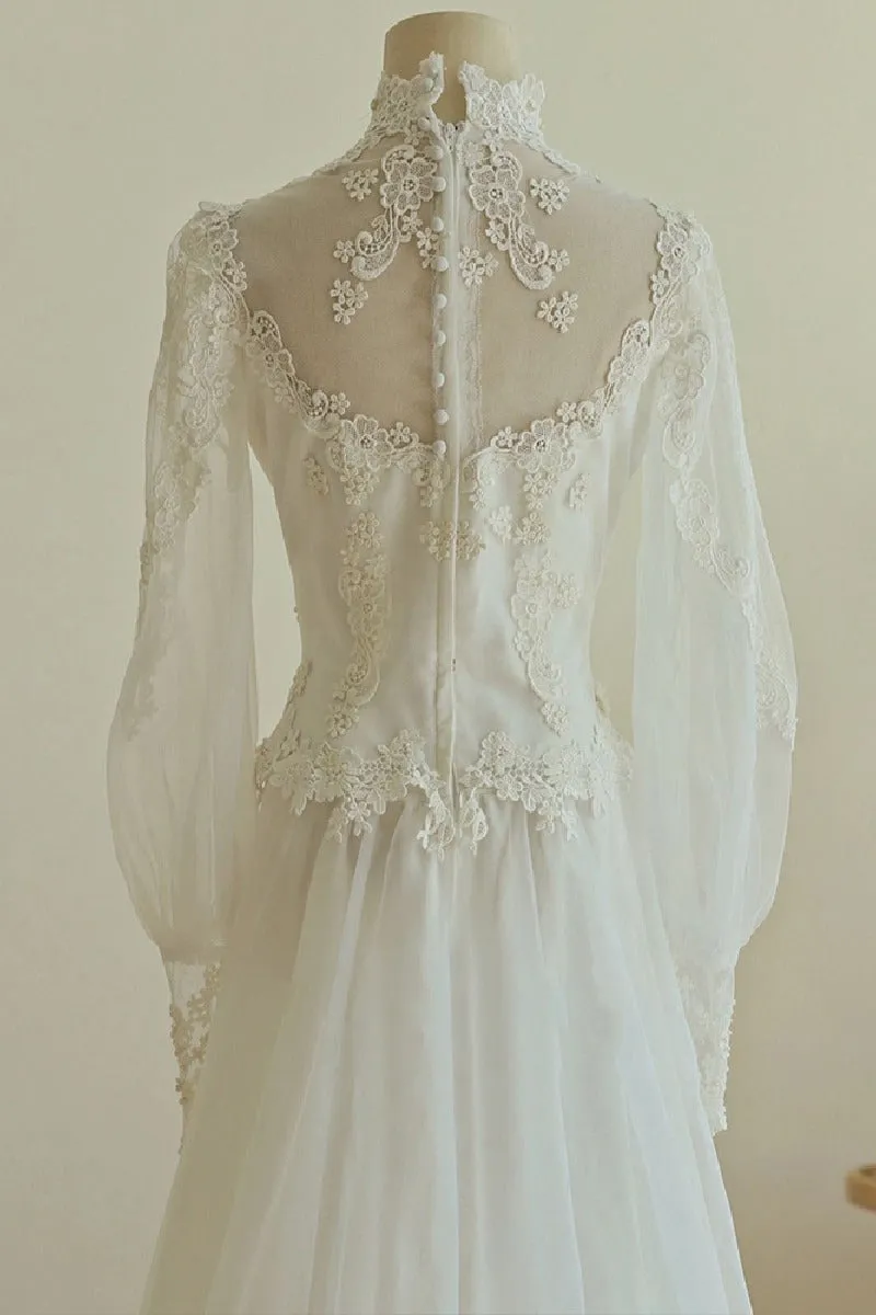 A-Line Sweep-Brush Train Organza Wedding Dress 751725158873 sold by Cocomelody product image thumbnail 2