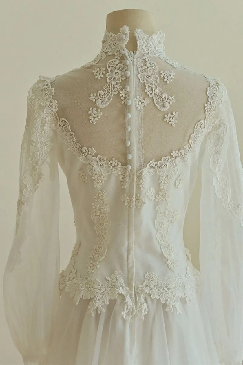 A-Line Sweep-Brush Train Organza Wedding Dress 751725158873 sold by Cocomelody product image thumbnail 4