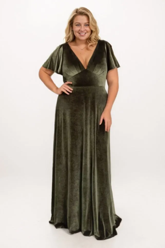 A-Line Maxi Velvet Bridesmaid Dress CB0788 sold by Cocomelody