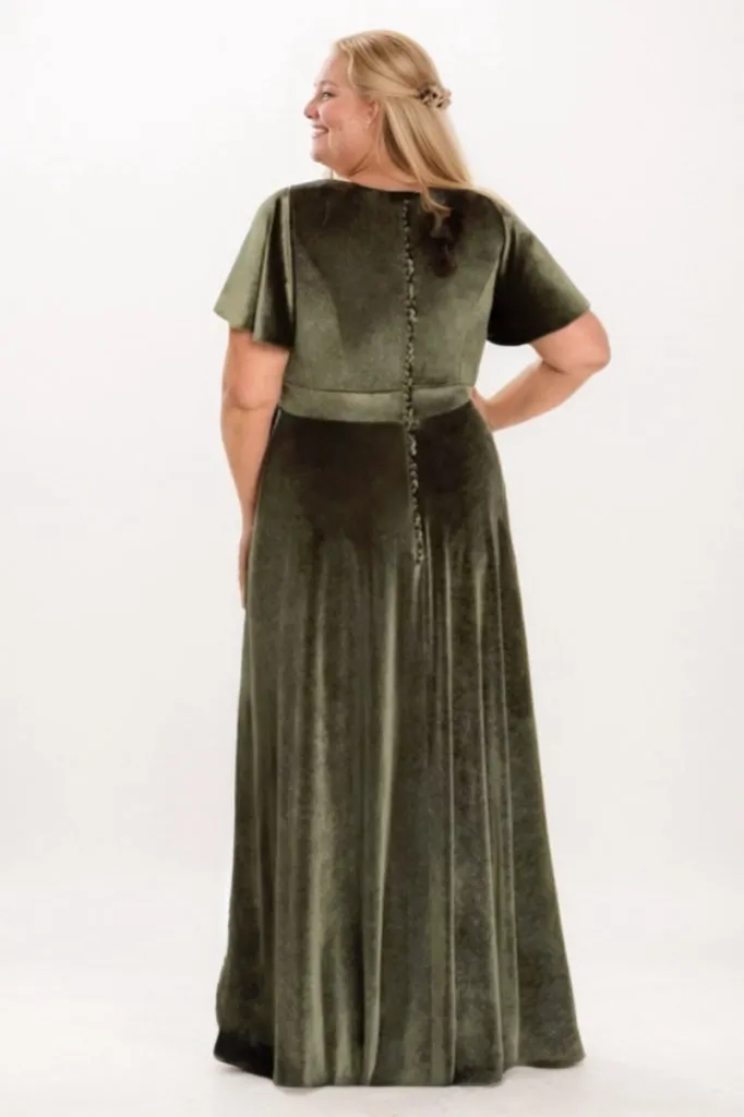 A-Line Maxi Velvet Bridesmaid Dress CB0788 sold by Cocomelody product image thumbnail 2