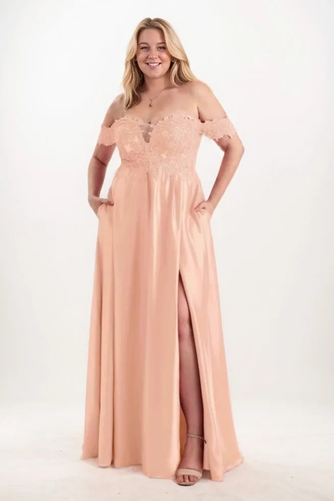 A-Line Maxi Satin Bridesmaid Dress CB0761 sold by Cocomelody
