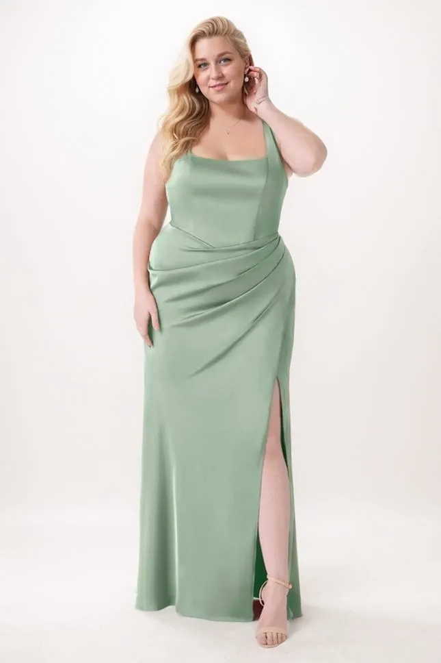 Sheath-Column Maxi Elastic Silk like Satin Bridesmaid Dress CB0735 sold by Cocomelody
