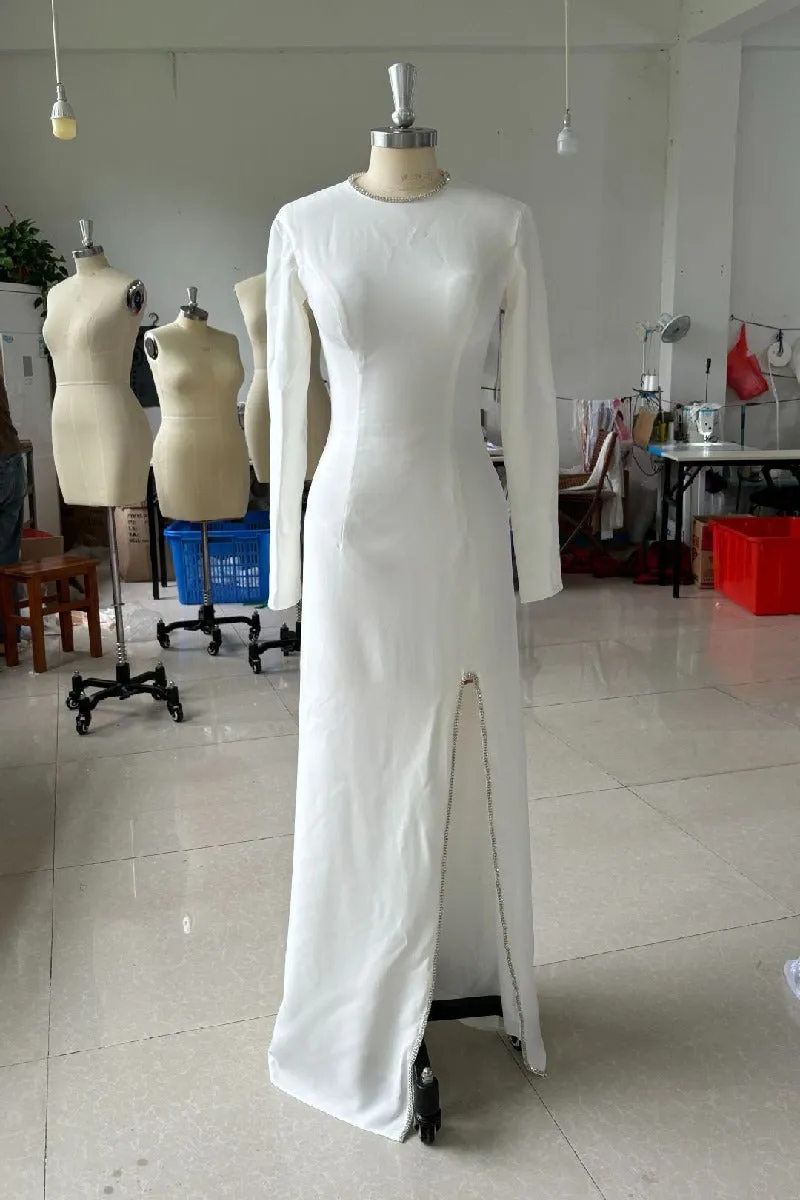 Sheath-Column Floor Length Elastic Cloth Wedding Dress 719619905591 sold by Cocomelody product image thumbnail 3