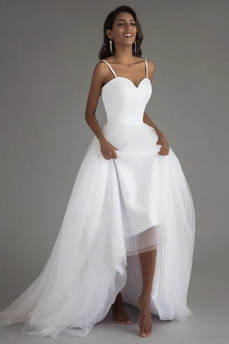 A-Line Sweep-Brush Train Tulle Wedding Dress 864834286134 sold by Cocomelody product image thumbnail 3