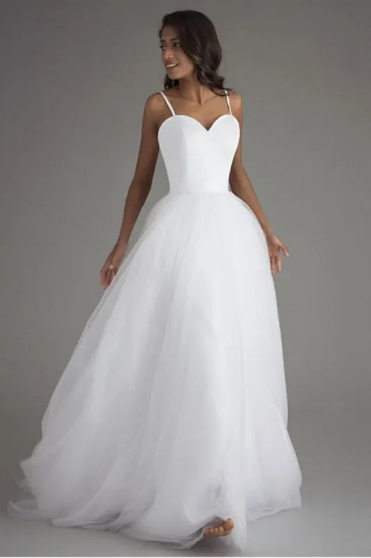 A-Line Sweep-Brush Train Tulle Wedding Dress 864834286134 sold by Cocomelody