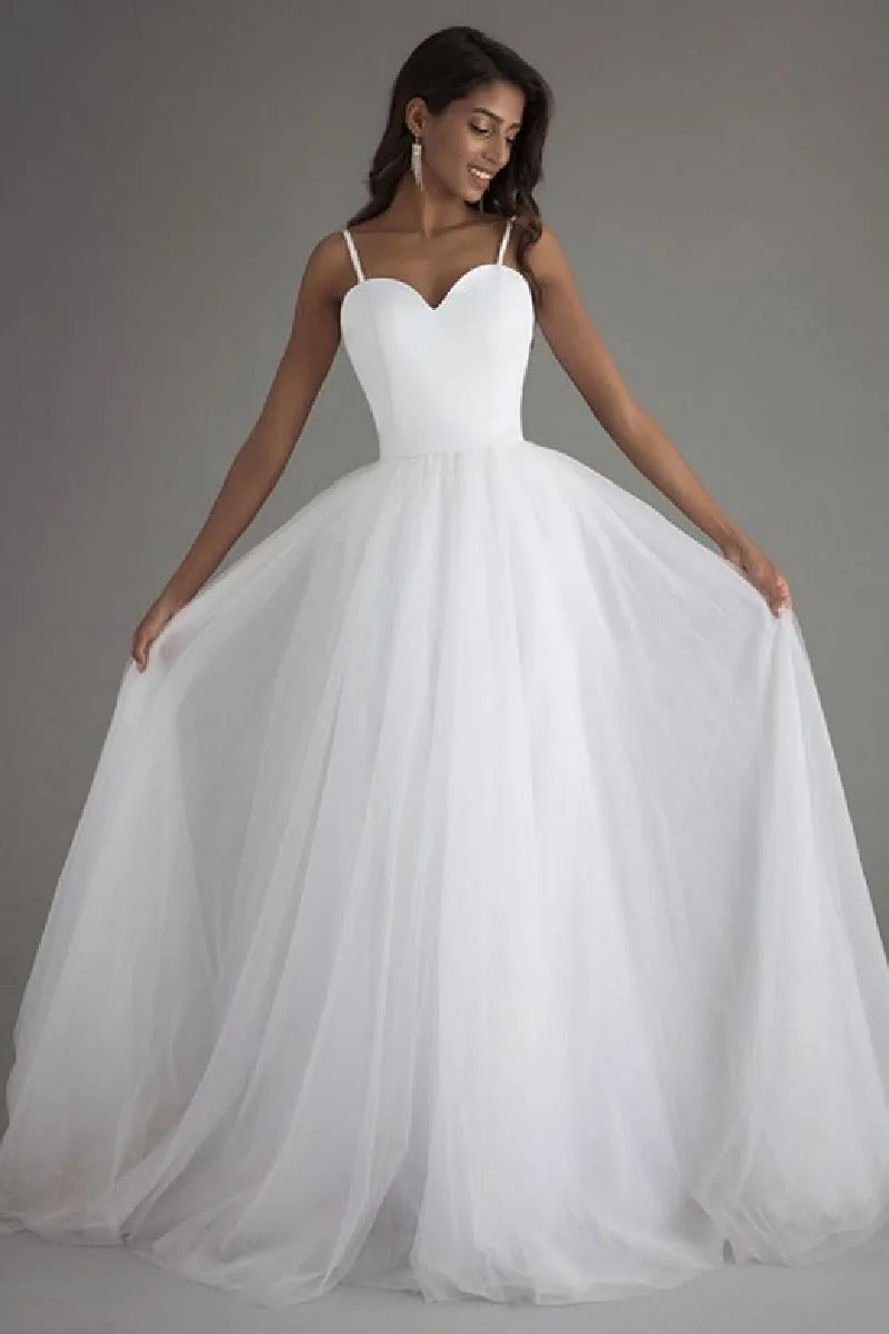 A-Line Sweep-Brush Train Tulle Wedding Dress 864834286134 sold by Cocomelody product image thumbnail 5