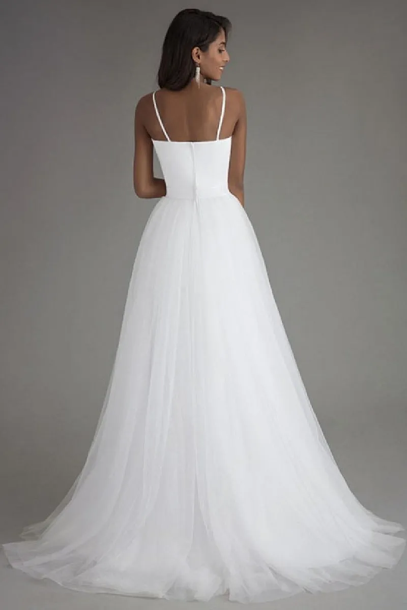 A-Line Sweep-Brush Train Tulle Wedding Dress 864834286134 sold by Cocomelody product image thumbnail 2