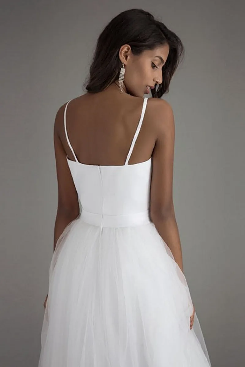 A-Line Sweep-Brush Train Tulle Wedding Dress 864834286134 sold by Cocomelody product image thumbnail 4