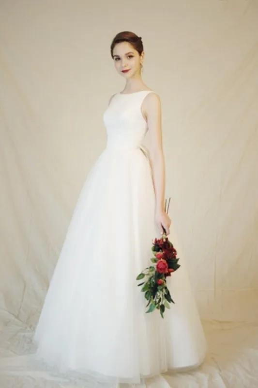 A-Line Floor Length Tulle Wedding Dress 676659628221 sold by Cocomelody