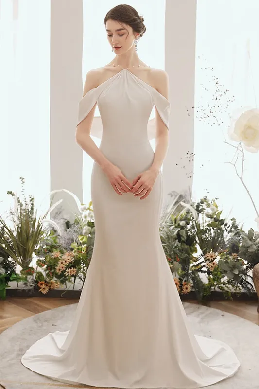Sheath-Column Sweep-Brush Train Elastic Cloth Wedding Dress 674468699596 sold by Cocomelody