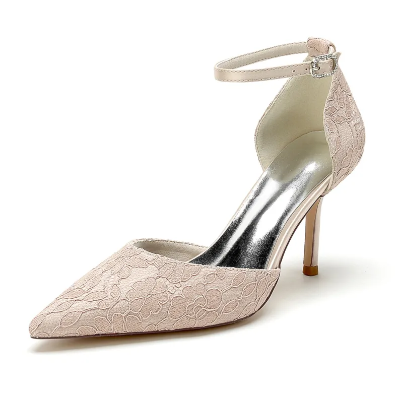 Stiletto Heel 8.5cm Silk-Like Lace Shoes CK0379 sold by Cocomelody