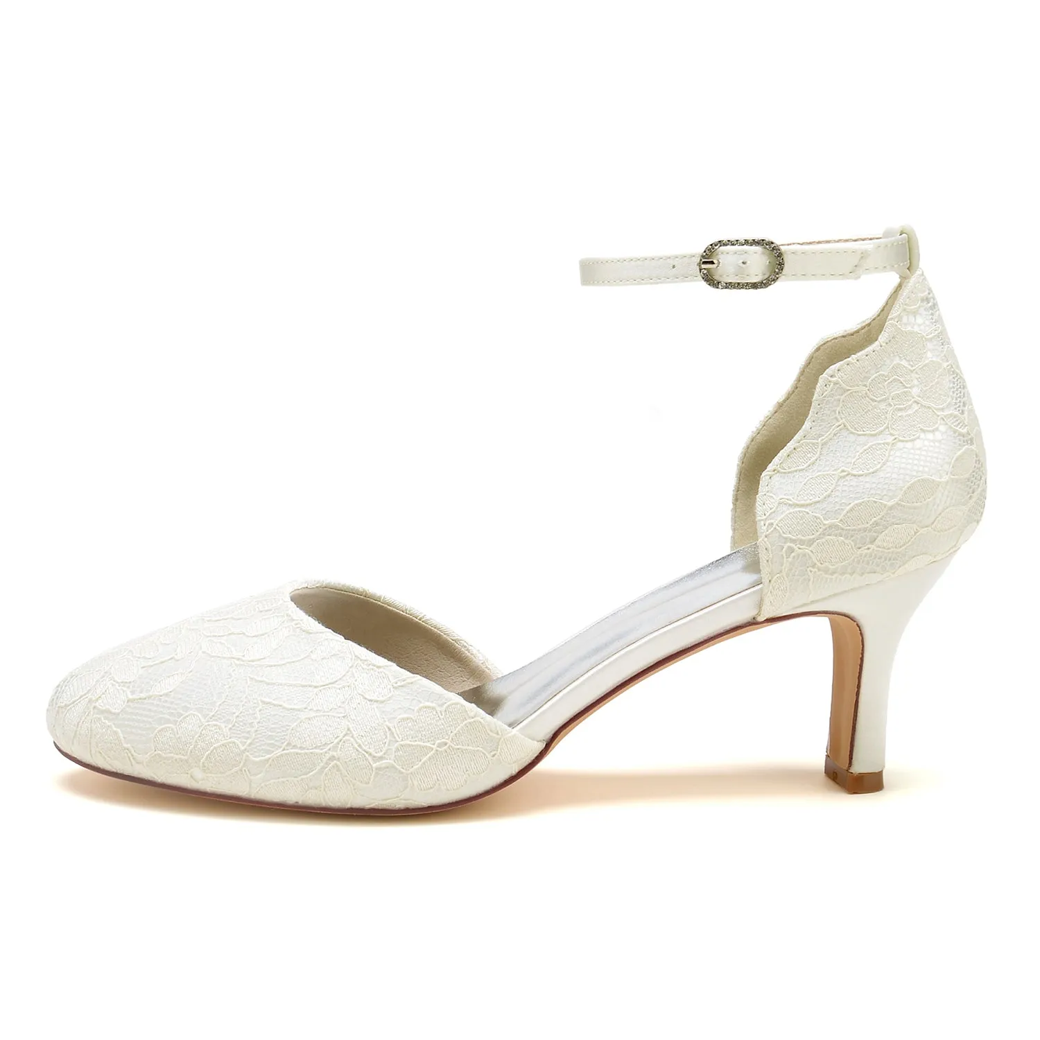 Chunky Heel 6.5cm Silk-Like Lace Shoes CK0370 sold by Cocomelody product image thumbnail 5