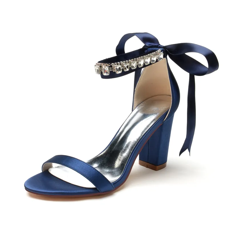 Chunky Heel 8.5cm Silk-Like Shoes CK0356 sold by Cocomelody