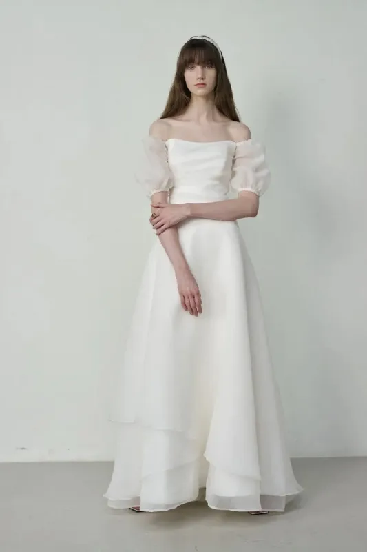 A-Line Floor Length Organza Wedding Dress 821797168740 sold by Cocomelody