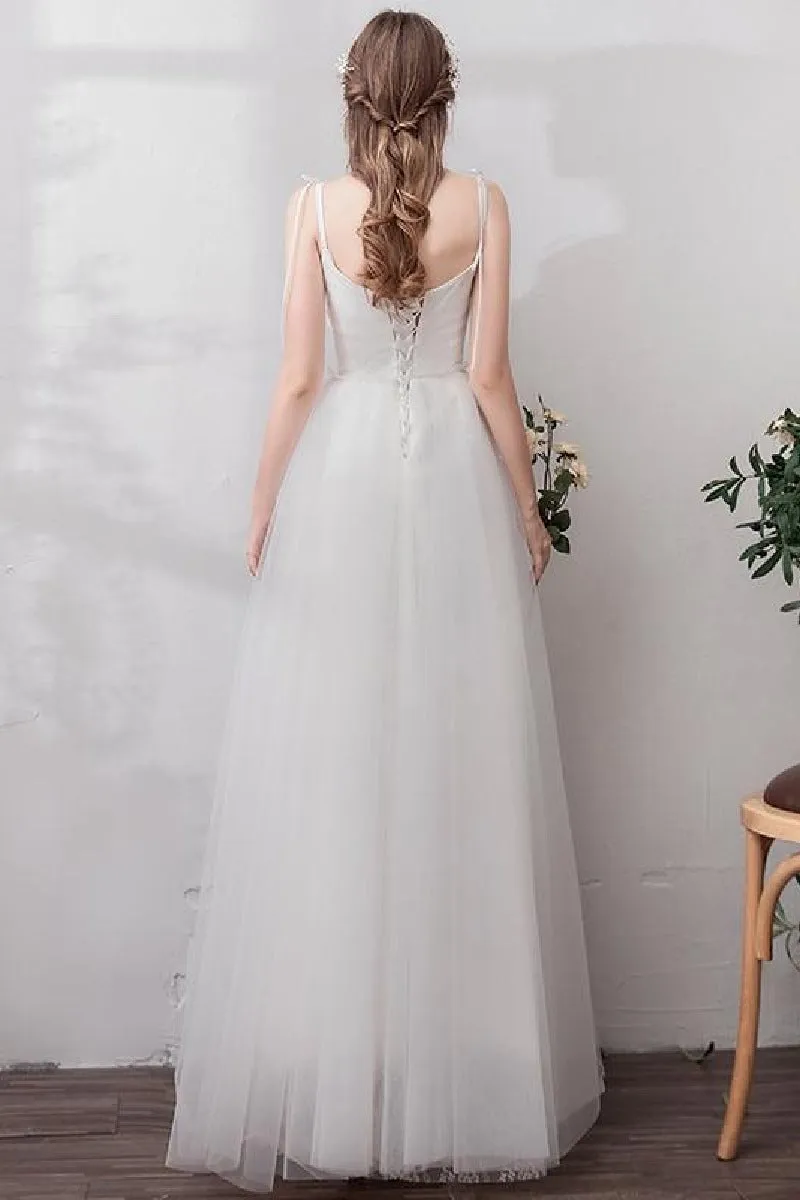 A-Line Floor Length Tulle Wedding Dress 725272414681 sold by Cocomelody product image thumbnail 2