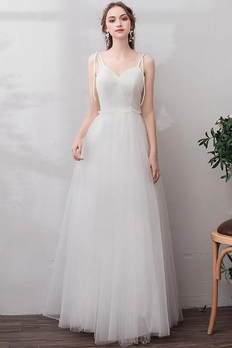 A-Line Floor Length Tulle Wedding Dress 725272414681 sold by Cocomelody