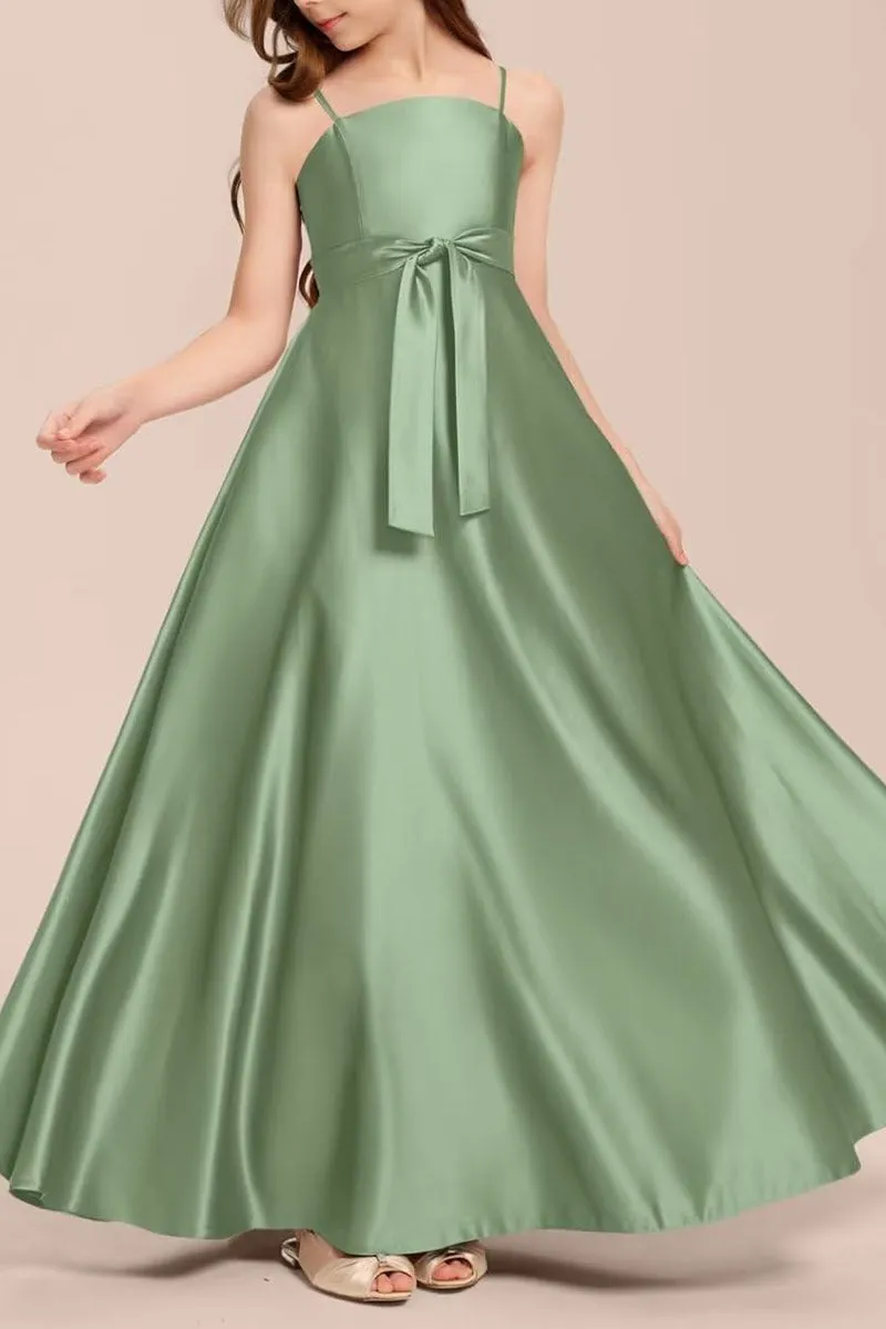 Satin Junior Bridesmaid Dress with Bow & Pockets B0C7KY63LX sold by Cocomelody product image thumbnail 4