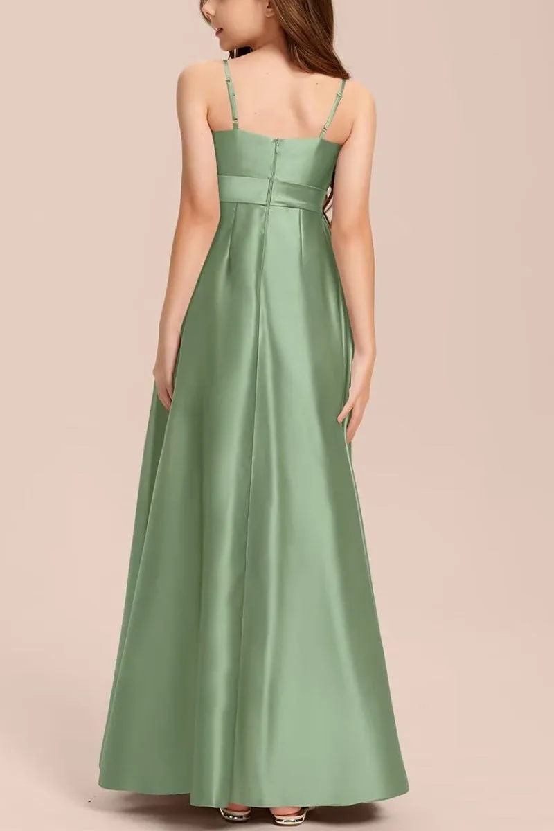 Satin Junior Bridesmaid Dress with Bow & Pockets B0C7KY63LX sold by Cocomelody product image thumbnail 2