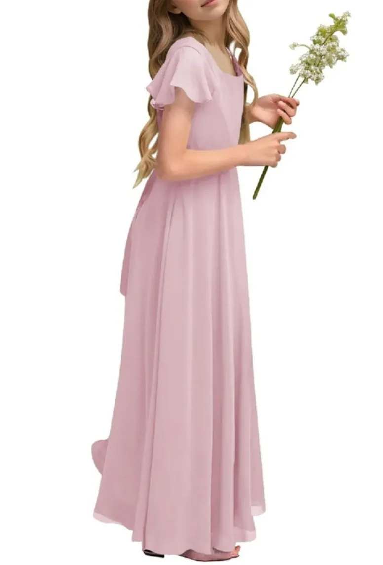 Junior Bridesmaid Dress Short Sleeve Prom Gown B0C14DFKQ2 sold by Cocomelody product image thumbnail 4
