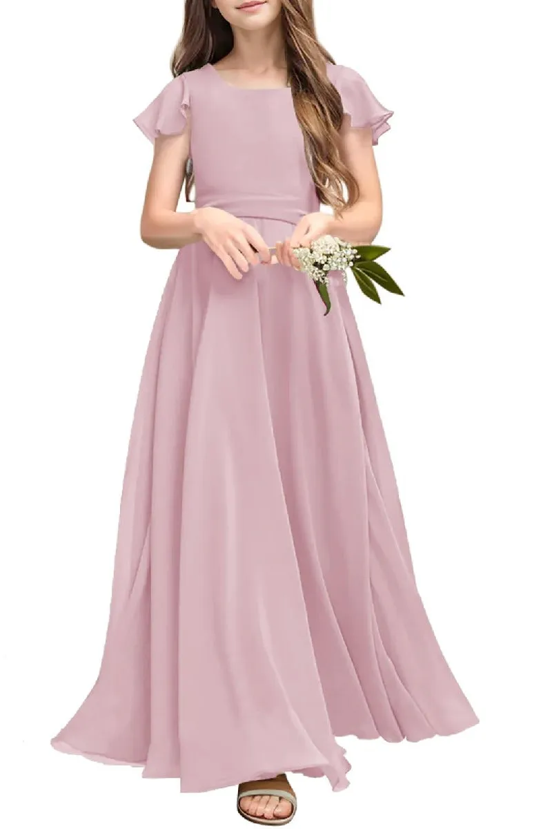 Junior Bridesmaid Dress Short Sleeve Prom Gown B0C14DFKQ2 sold by Cocomelody