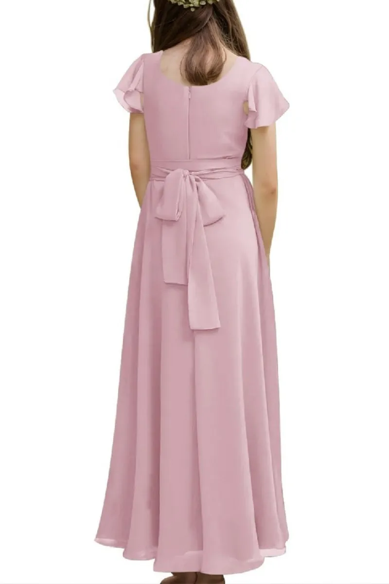 Junior Bridesmaid Dress Short Sleeve Prom Gown B0C14DFKQ2 sold by Cocomelody product image thumbnail 2