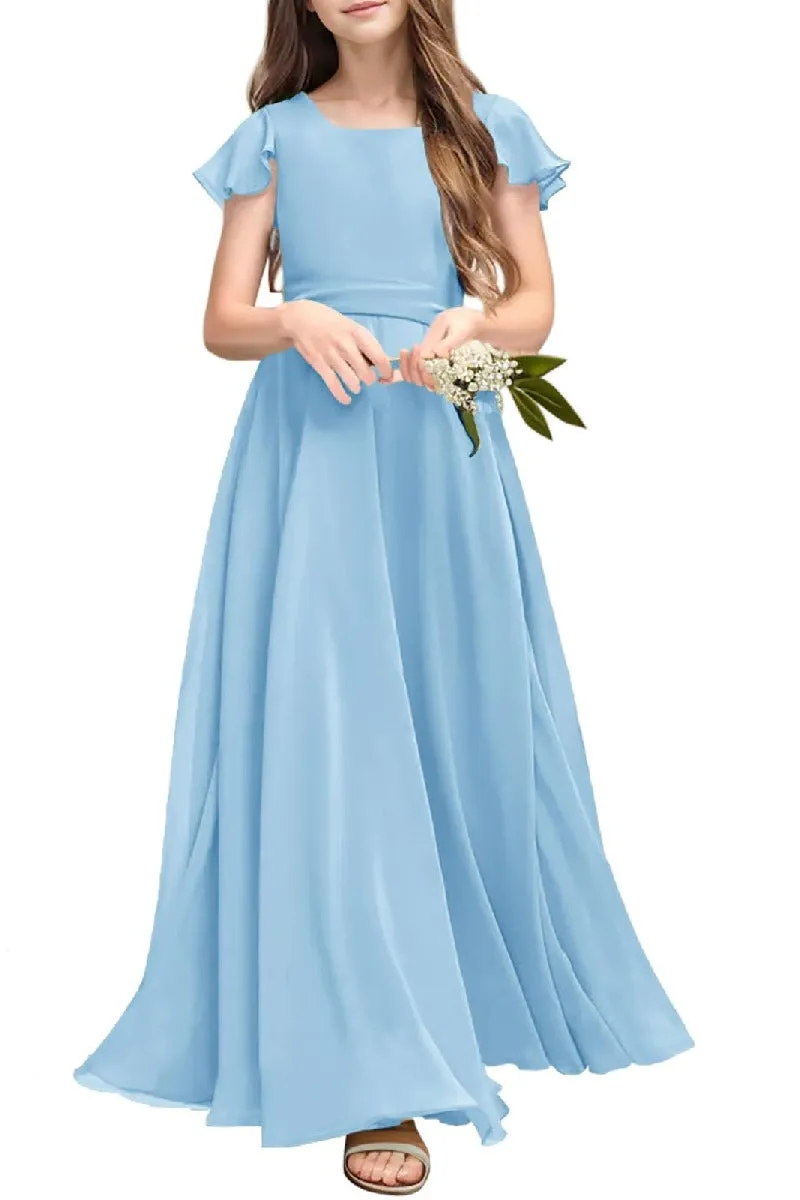Junior Bridesmaid Dress Short Sleeve Prom Gown B0C14DFKQ2 sold by Cocomelody product image thumbnail 5