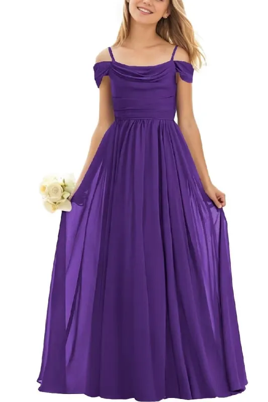 Floor Length Chiffon Junior Bridesmaid Dress B0DFVKW1HW sold by Cocomelody