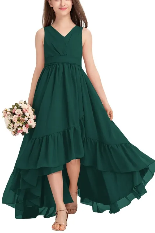 Junior Bridesmaid Dress High-Low Chiffon Gown B0CJDQ8SB2 sold by Cocomelody
