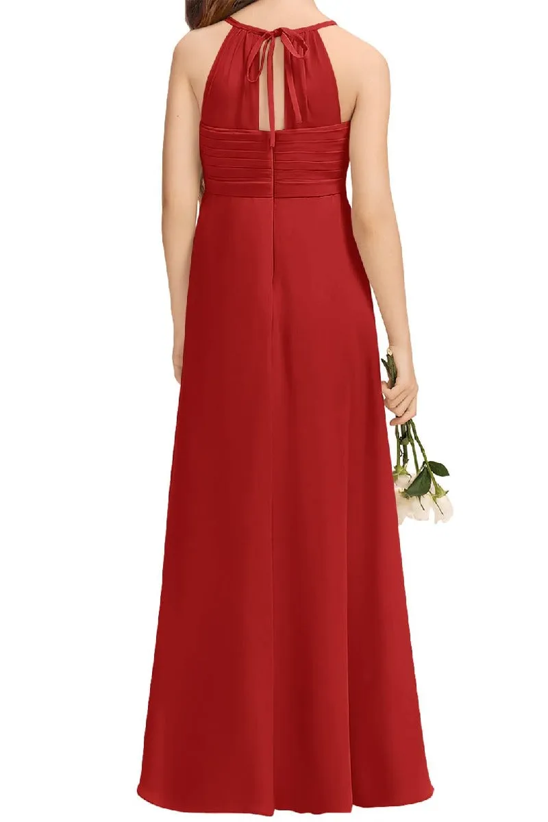 A-Line Halter Junior Bridesmaid Dress - Flowy Chiffon Maxi Gown B0C7CGNHD6 sold by Cocomelody product image thumbnail 2