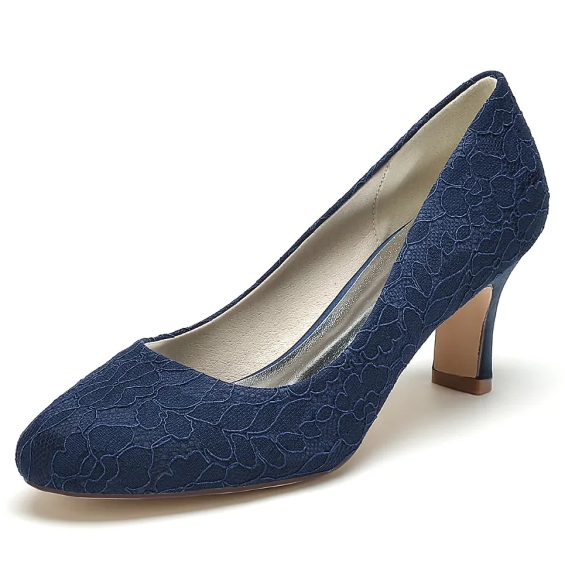 Chunky Heel 6cm Silk-Like Lace Shoes CK0414 sold by Cocomelody