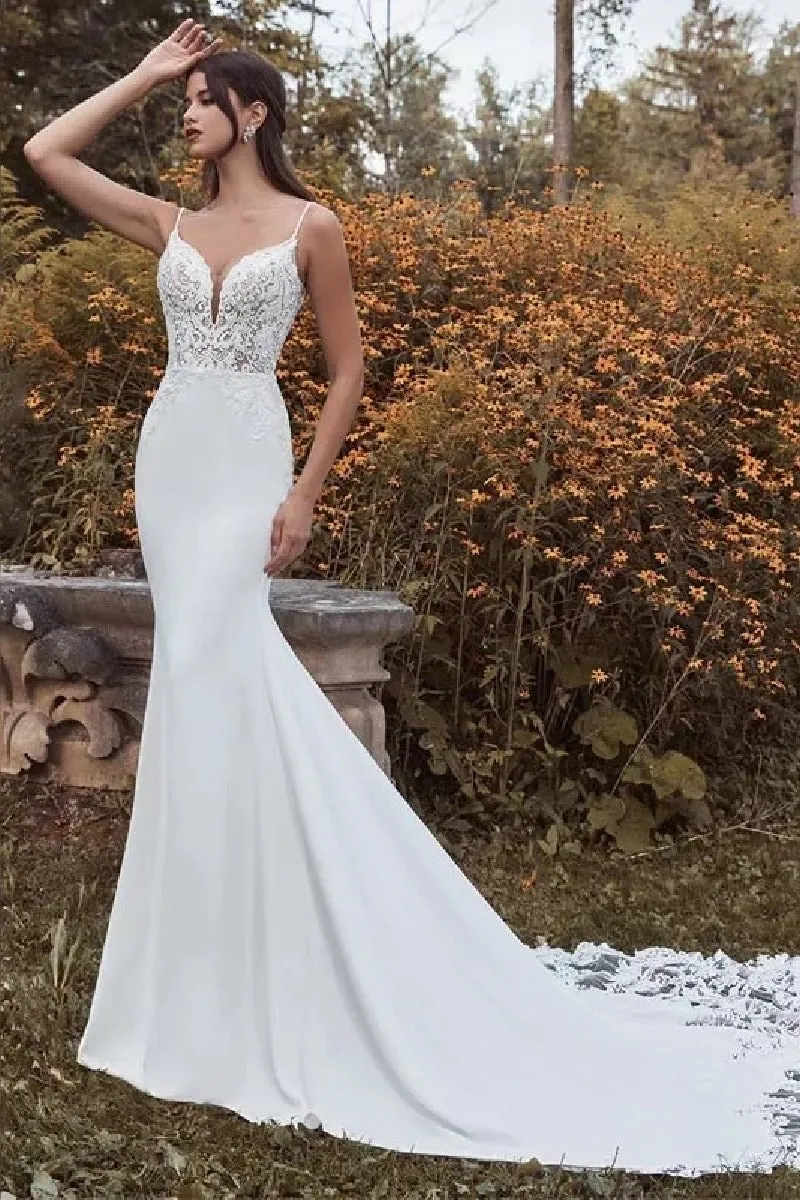 Trumpet-Mermaid Court Train Elastic Cloth Wedding Dress 866685814257 sold by Cocomelody