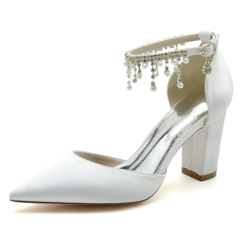 Chunky Heel 8.5cm Silk-Like Shoes CK0403 sold by Cocomelody