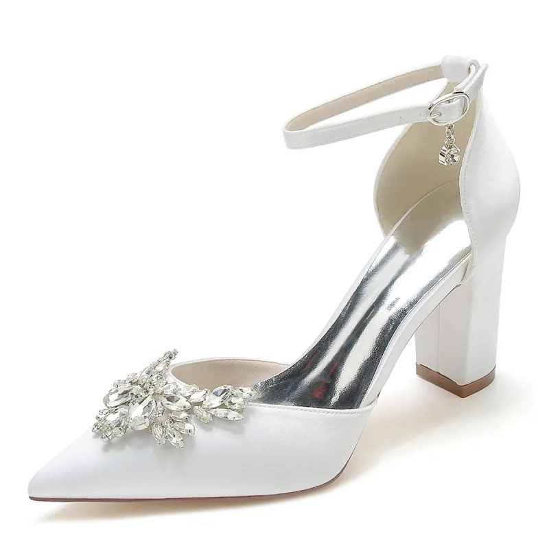 Chunky Heel 8.5cm Silk-Like Shoes CK0398 sold by Cocomelody