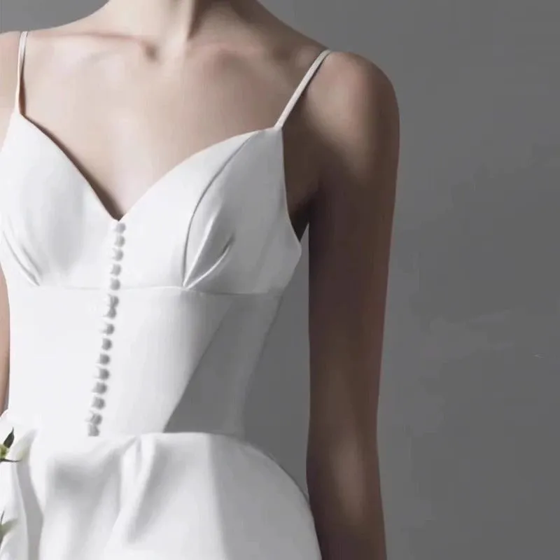 A-Line High-Low Satin Tulle Wedding Dress 864948248312 sold by Cocomelody product image thumbnail 4