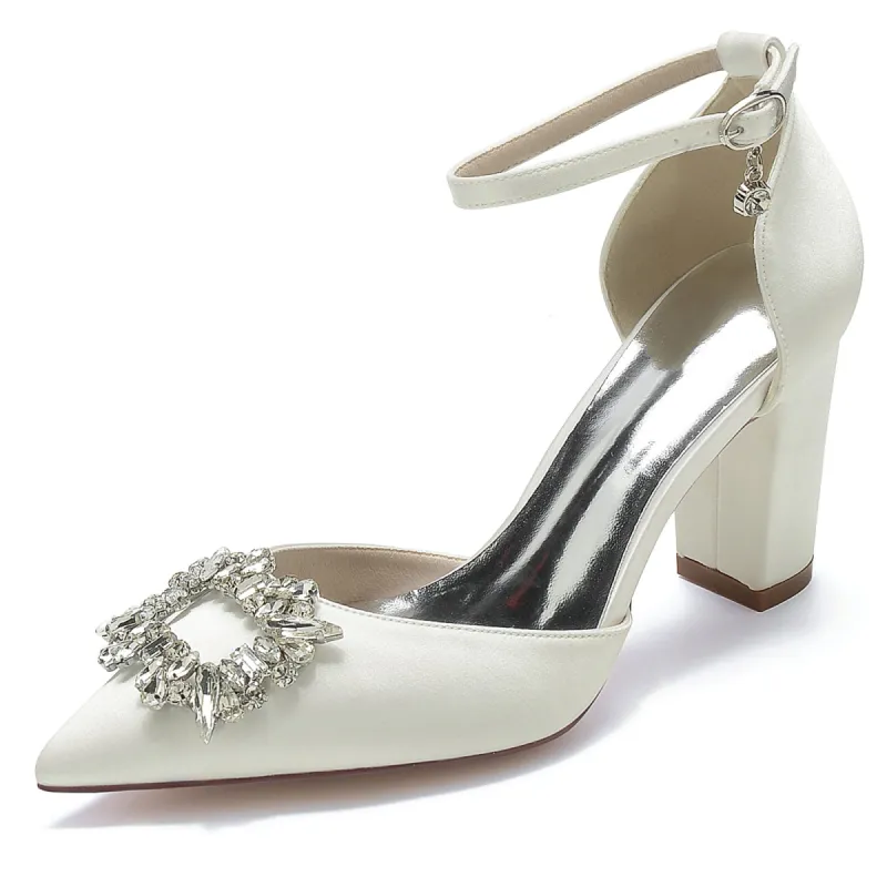 Chunky Heel 8.5cm Silk-Like Shoes CK0396 sold by Cocomelody